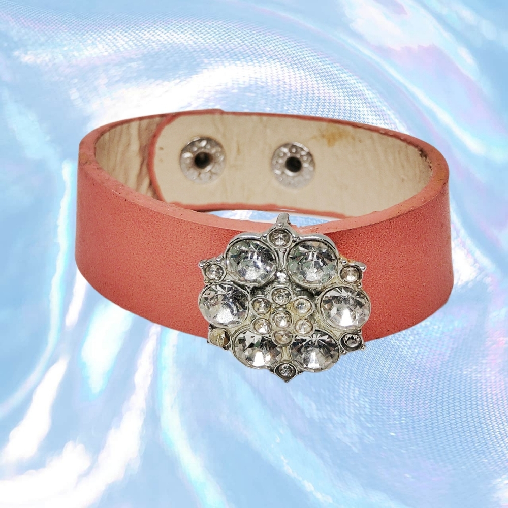 Orange Leather Snap-on Bracelet